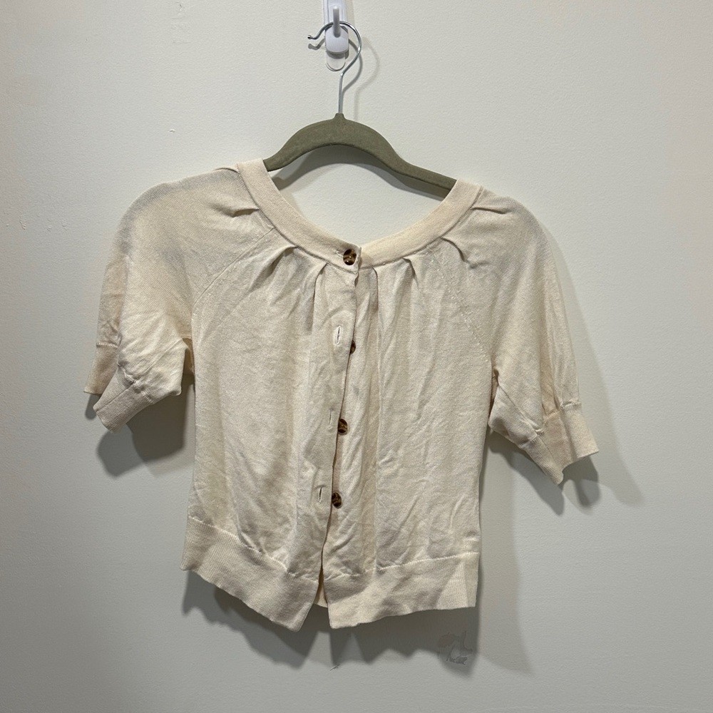 Banana Republic Cream Button-Down Crop Cardigan